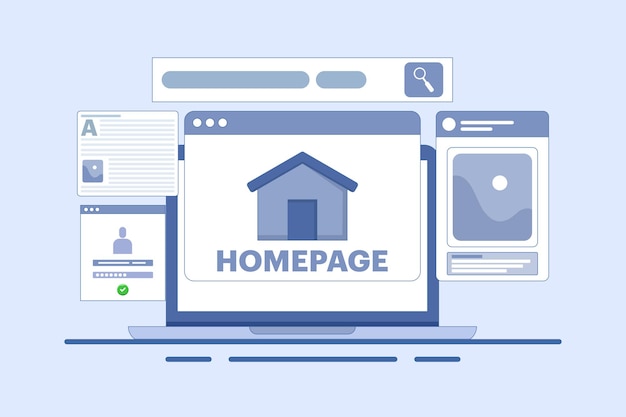 vector illustration about homepage concept or web page design on laptop