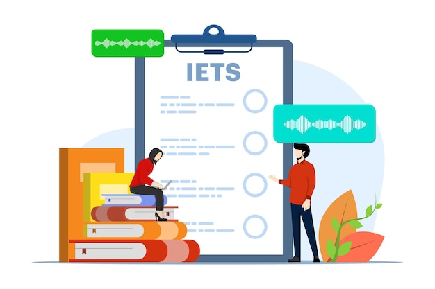 벡터 ielts 개념 또는 국제 영어 시험 시스템에 대한 터 일러스트레이션