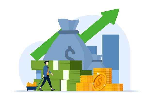 vector illustration about investment concept with Character analyzing investment