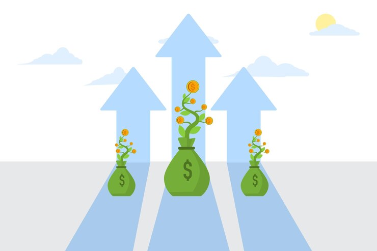 Vector vector illustration about money growth concept for investment or growth of financial profits
