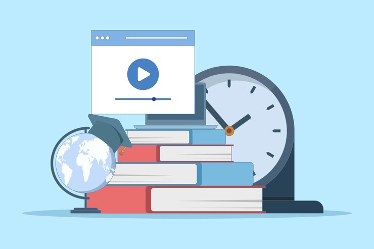 Vector vector illustration about online education concept or distance learning or selfeducation