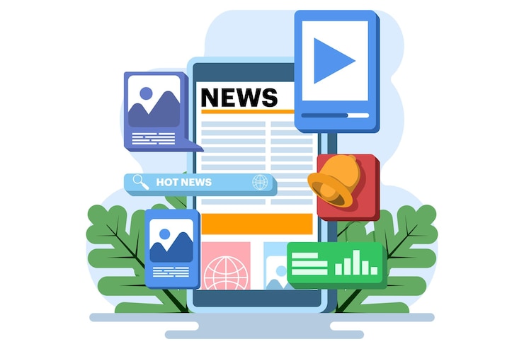 Vector vector illustration about online news application concept or online news article with news webpage