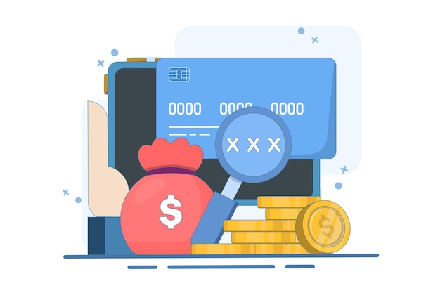 セキュリティコードの金融コンセプトに関するベクトルイラスト 支払いカード付きスマートフォン