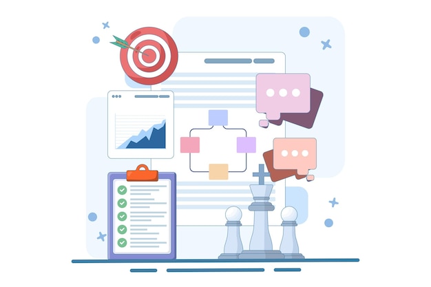 vector illustration about Strategic planning concept or goal setting or organizational alignment