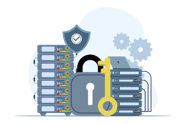 個人データを保護するためのサイバーセキュリティサービスの使用に関するベクトルイラスト