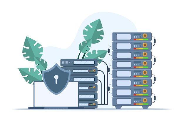 個人データを保護するためのサイバーセキュリティサービスの使用に関するベクトルイラスト