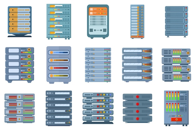 vector illustration about Vector illustration of various server rack collection