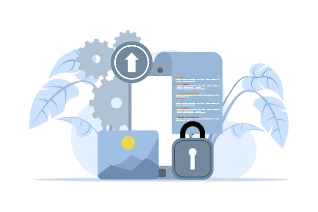 vector illustration about Web Design or ui ux Concept and programmer with computer