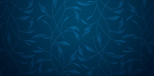 векторная иллюстрация Абстрактный синий фон с листьями обои