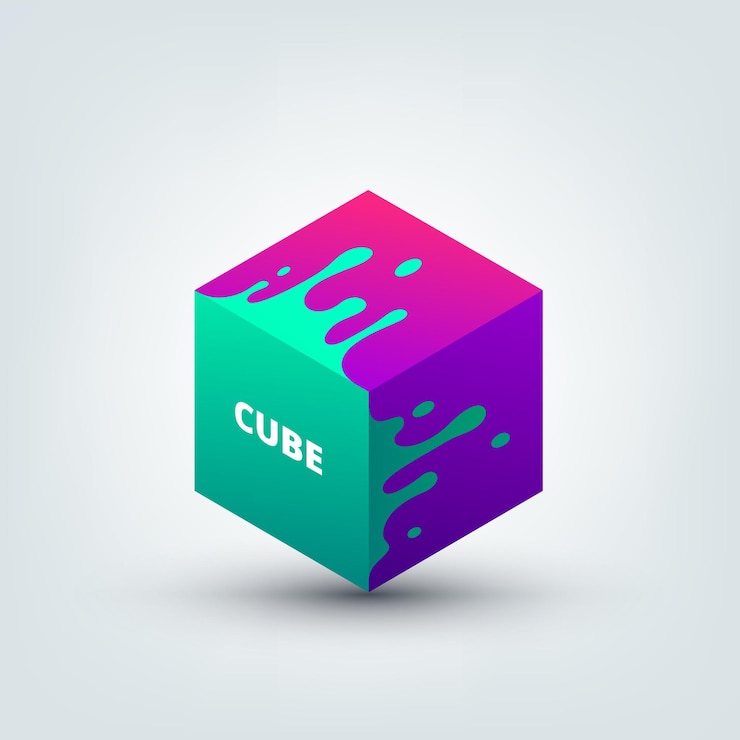 Vector vector illustration of abstract colored 3d cube