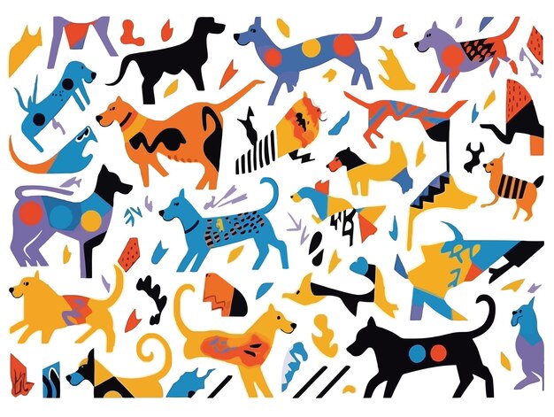 Vector illustration abstract dogs and cats pattern