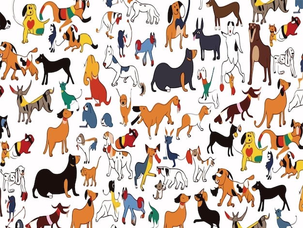 Vector vector illustration abstract dogs and cats pattern