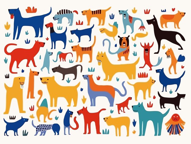 Vector vector illustration abstract dogs and cats pattern
