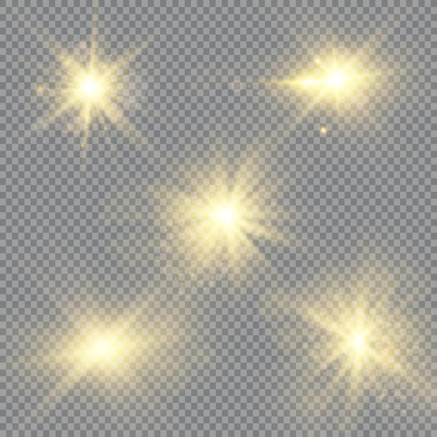 Vector illustration of abstract flare light rays A set of stars light and radiance