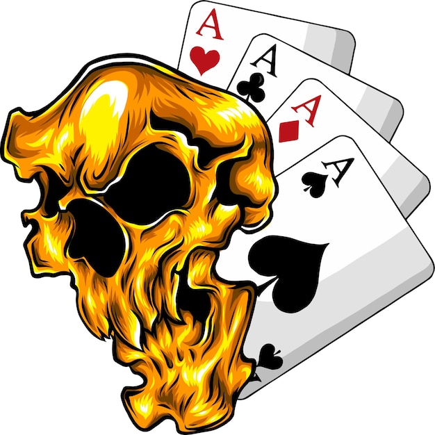 Vector illustration of aces and skull on white background