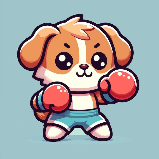 Vector vector illustration of an adorable cartoon dog character boxing