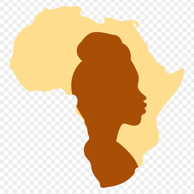 Vector illustration of Africa Map with woman silhouette on transparent background