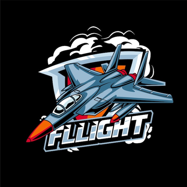 Vector Illustration Air Jet from side view with FLLIGHT text Esport Logo