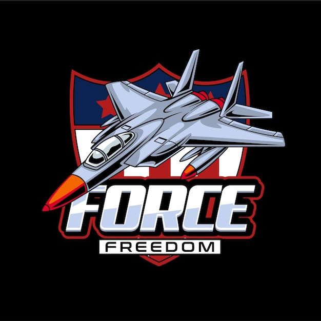 Vector Illustration Air Jet from side view with FORCE FREEDOM text Esport Logo