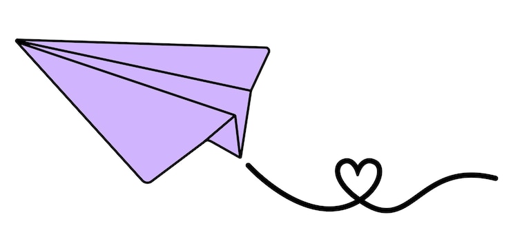 Vector vector illustration of an airplane with a heart on a transparent background