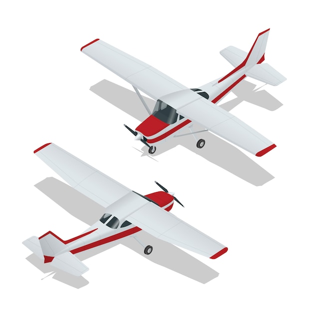Vector vector illustration of a airplanes. airplane flight.  3d flat isometric vector illustration