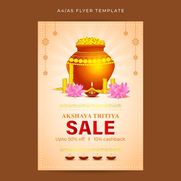 Vector vector illustration of akshaya tritiya sale social media story post feed mockup a4 template design