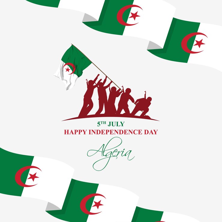 Vector illustration of Algeria Independence Day social media feed template