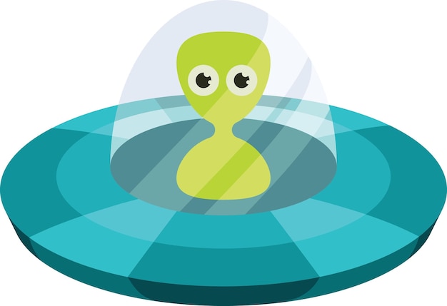 Vector Illustration Of An Alien Inside A Spaceship Isolated On Transparent Background