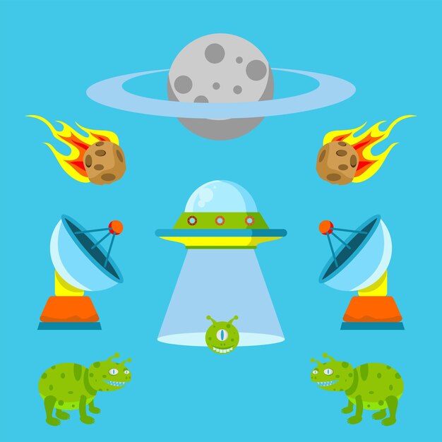 vector illustration alien invasion