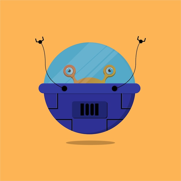 vector illustration of an alien with his vehicle