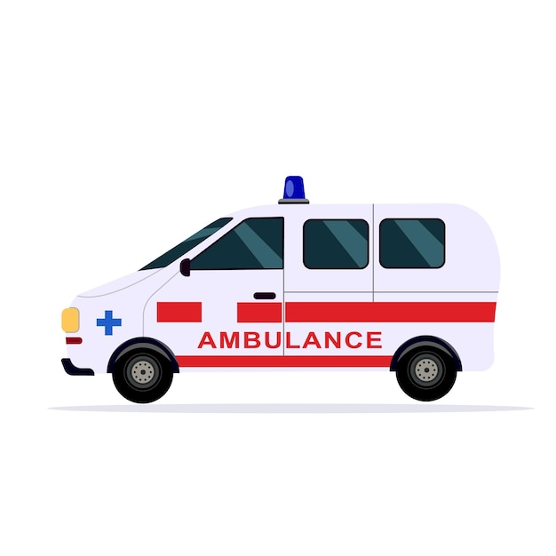 Vector illustration of an ambulance on a white background