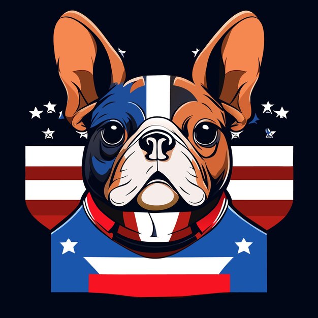 Vettore illustrazione vettoriale del bulldog della bandiera americana