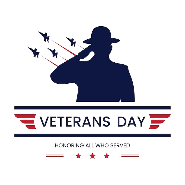 Vector illustration of American Veterans Day Honoring All Who Served