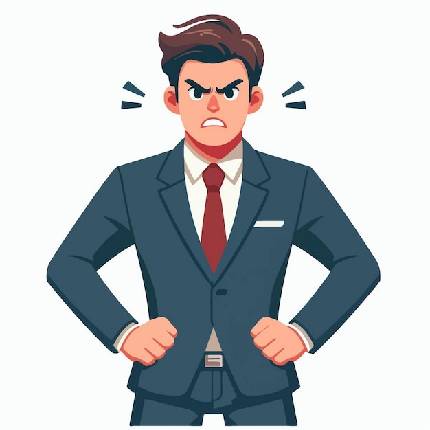 Vector vector illustration of angry businessman in flat design style