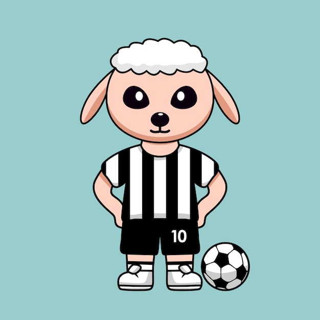 월드컵에서 축구 유니폼을 입은 동물 캐릭터의 벡터 그림