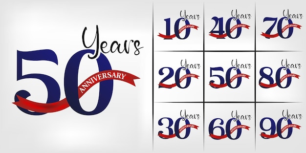 vector illustration of anniversary celebration logo set