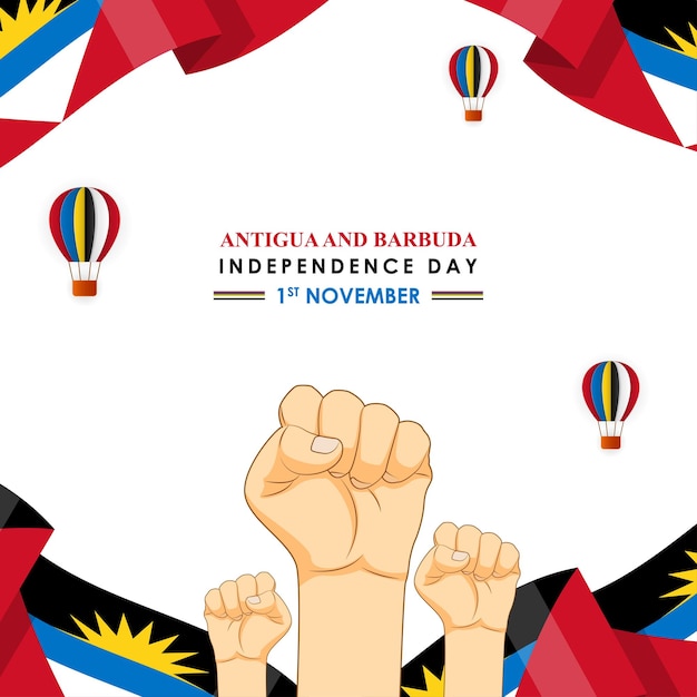 Векторная иллюстрация шаблона ленты в социальных сетях ко Дню независимости Антигуа и Барбуды