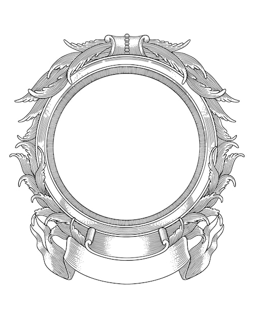 vector illustration of antique engraving frame monochrome style