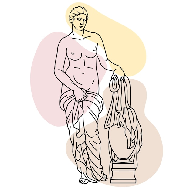 Vettore illustrazione vettoriale della statua antica di afrodite di knidos