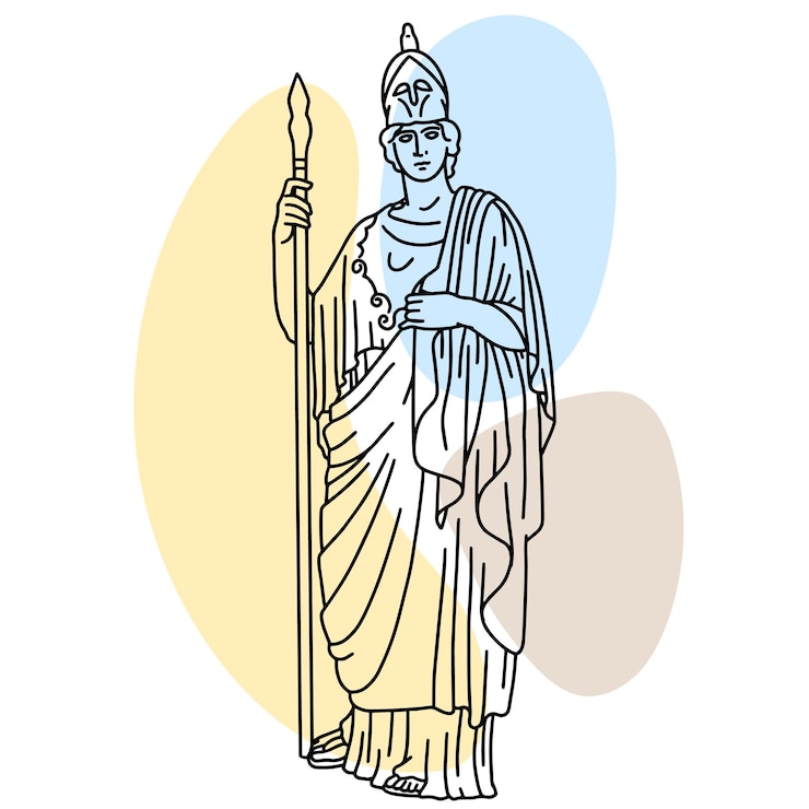 वेक्टर प्राचीन प्रतिमा एथेना गियुस्टिनियानी का वेक्टर चित्रण