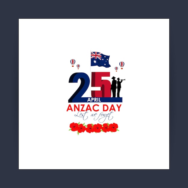 Vector vector illustration of anzac day social media feed template