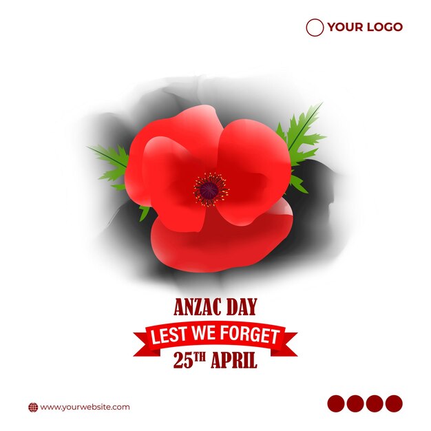 Vector illustration of Anzac Day social media story feed mockup template