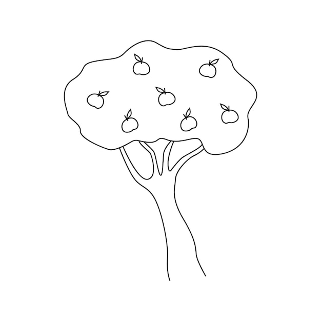 リンゴの木の落書きスタイルのベクトル イラスト