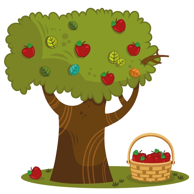 Vector illustration of apple tree