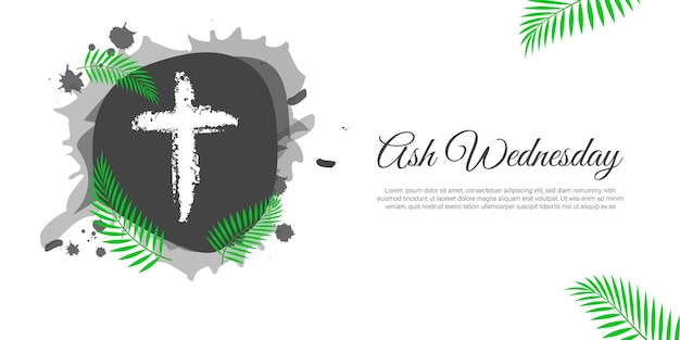 Vector vector illustration of ash wednesday christian holy day banner