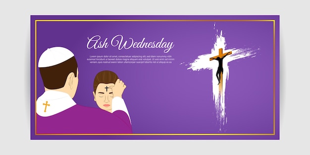 Vector illustration of Ash Wednesday Christian holy day banner