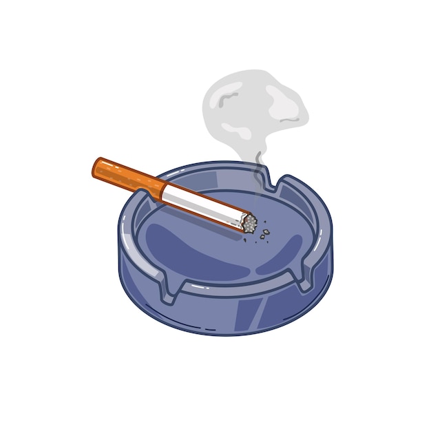 Premium Vector  Vector illustration of an ashtray with a cigarette on a  white isolated background.