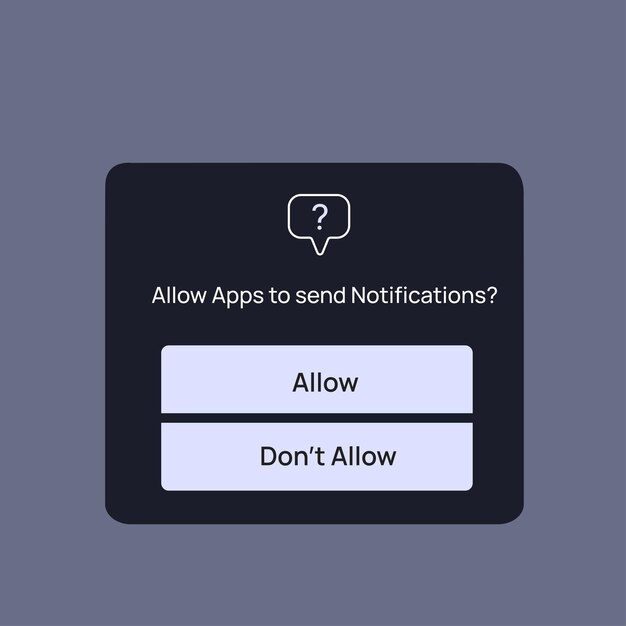 Vector Illustration ask for permission notification in dark mode