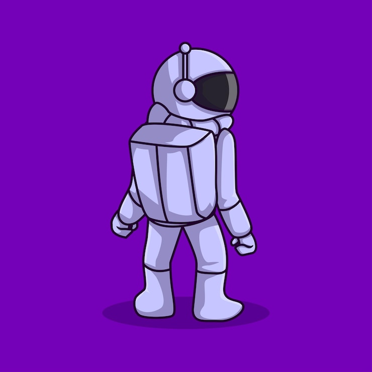 Vector vector illustration of astronaut character facing backwards