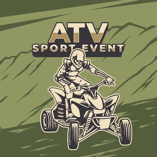 Vector vector illustration of atv sport event premium